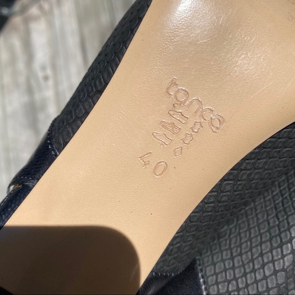 🖤 TANCA BLACK LEATHER BOW DETAIL ROUND TOE OPEN HEEL CLASSIC HEELS! - Picture 10 of 16